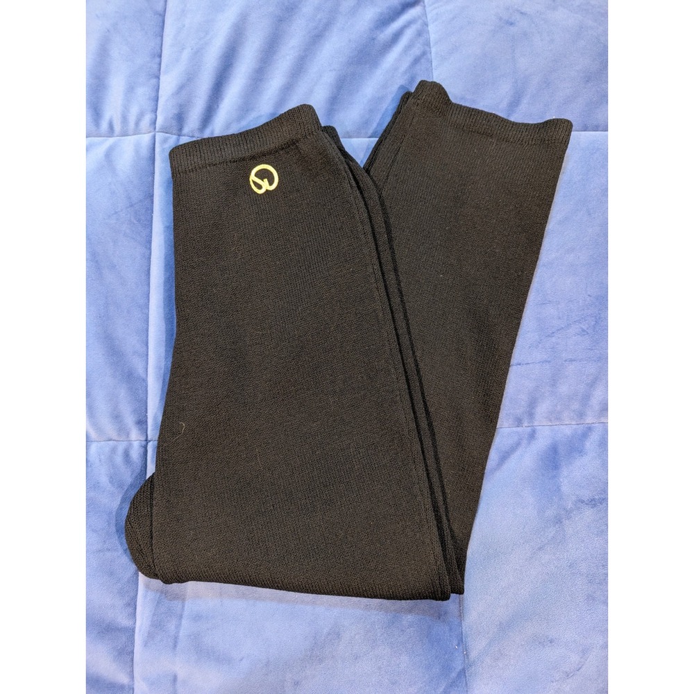 St. John Knit Pants Black Santana High Rise Straight USA Gold Logo - Size 8